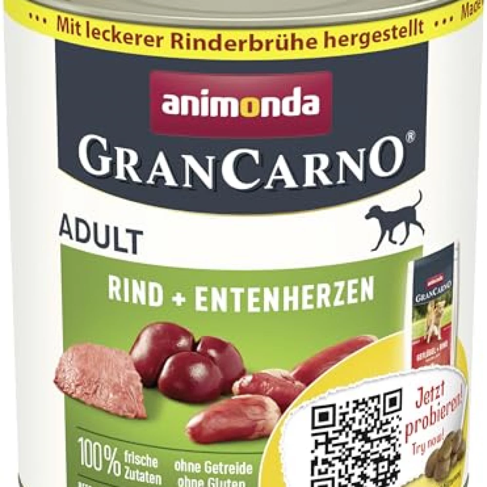 GranCarno Hunde Nassfutter mit Rind + Entenherzen