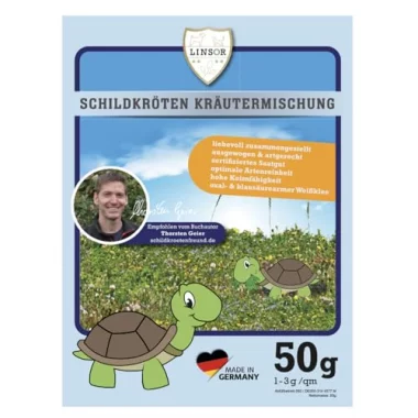 Linsor Schildkröten Kräutermischung, 50g für 17-50m², Samen für Schildkrötenfutter