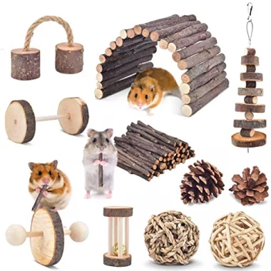 ERKOON Kauspielzeug, Nager, Hamster Zubehör Naturholz  Zahnpflege