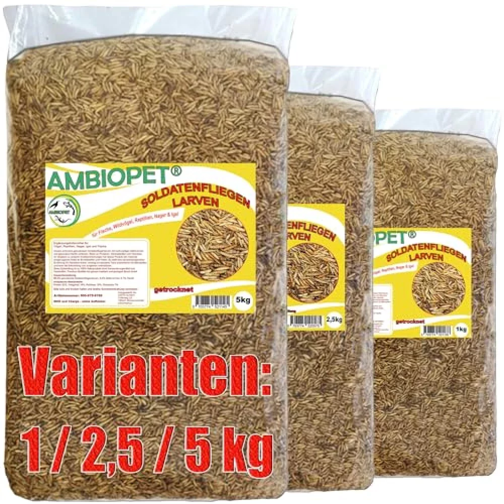 Ambiopet Soldatenfliegenlarven (Hermetia) getrocknet 5kg Packung